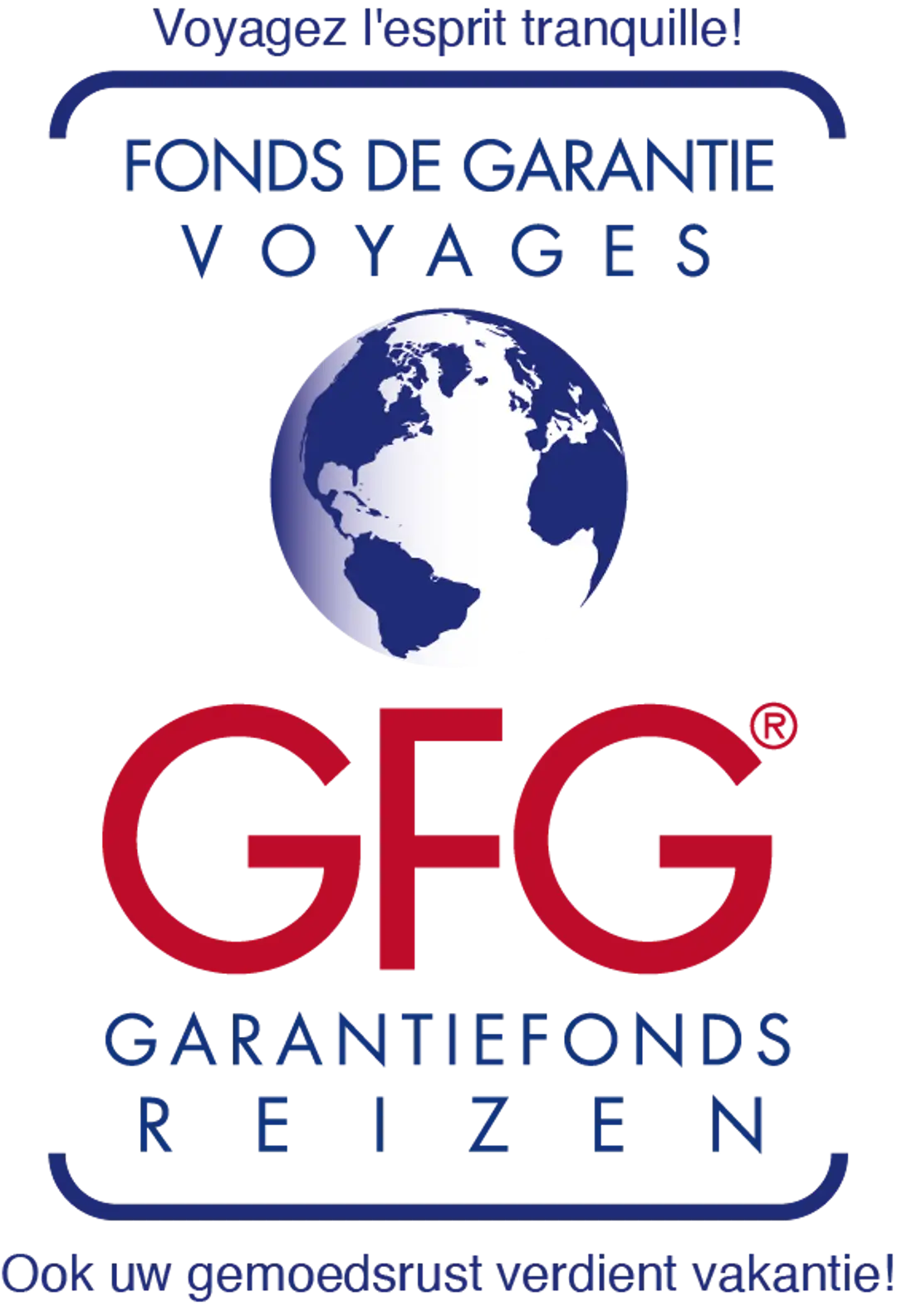 Official logo of the Belgian GFG Travel Guarantee Fund – certified travel protection